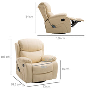 Reclining Massage Chair with Heat and Swivel Base Manual Recliner with Footrest Beige