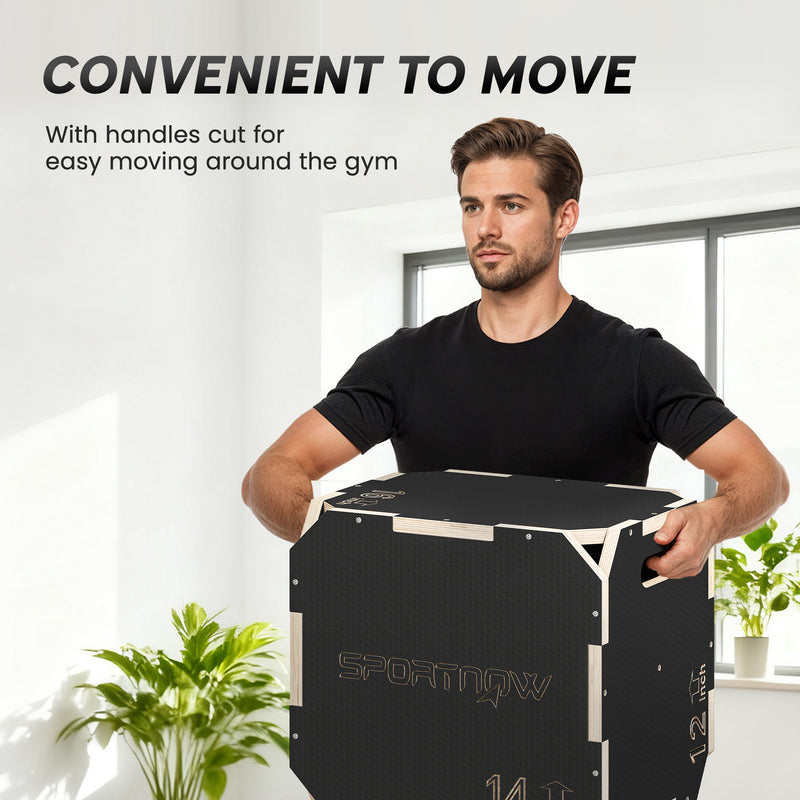 Non Slip Wooden Plyo Jump Box for Home Fitness and Cross Training 31x36x41 cm Natural AOSOM