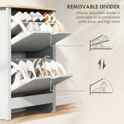 Grey Slim Shoe Cabinet For Entryway - 2 Flip Doors - Holds 12 Pairs With Adjustable Racks - 72x26x80cm Homcom