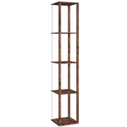 LED Floor Lamp with Shelves and Remote Control for Living Room or Bedroom Rustic Brown