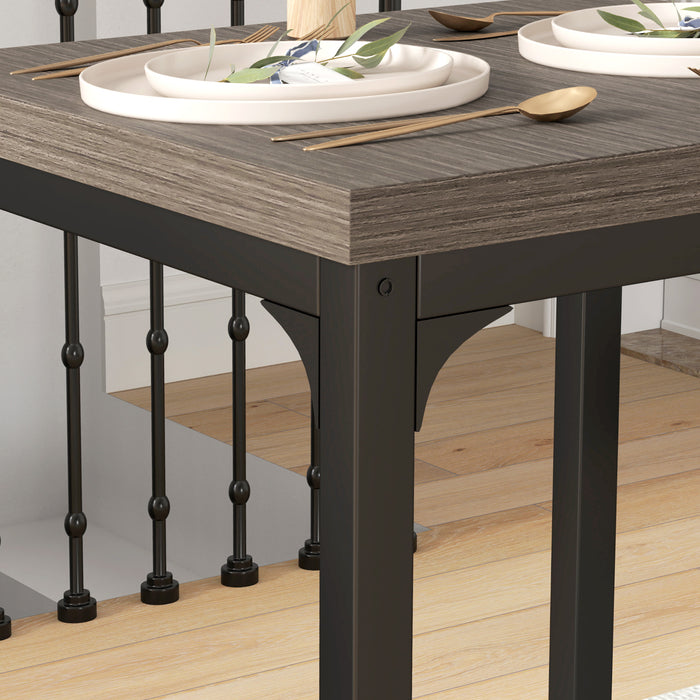 Three Piece Compact Dining Set with Grey Wood Grain Finish by HOMCOM