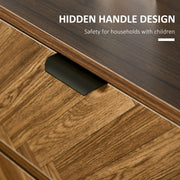 Set of 2 Modern Bedside Tables with Drawers and Metal Legs for Bedroom Walnut Brown