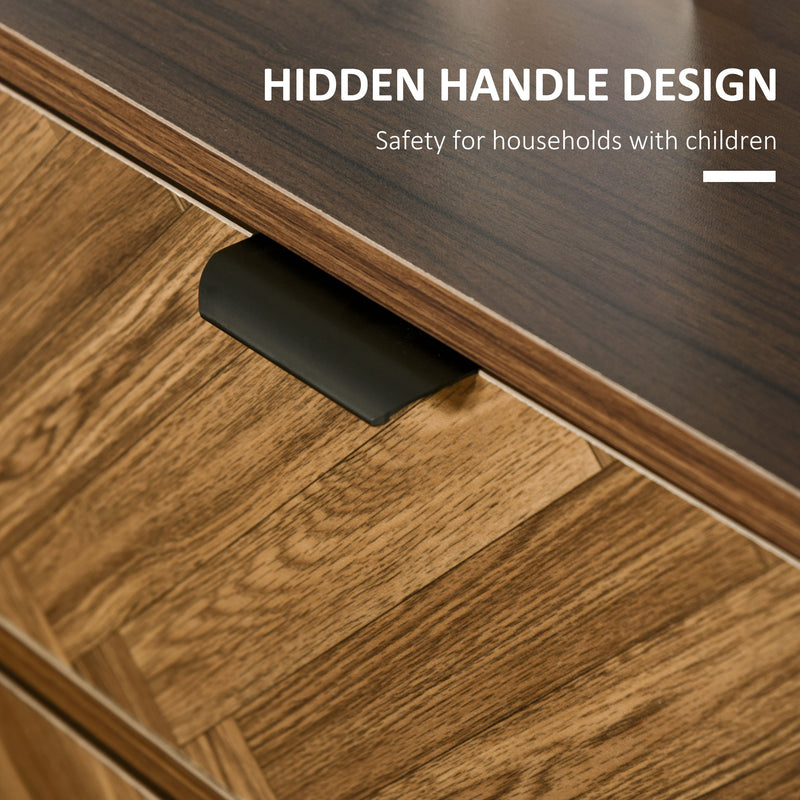 Set of 2 Modern Bedside Tables with Drawers and Metal Legs for Bedroom Walnut Brown