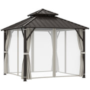 3 x 3m Hardtop Gazebo with Double Metal Roof and Waterproof Canopy by Outsunny