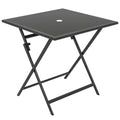 Foldable Square Garden Dining Table with Parasol Hole for Outdoor Meals and Easy Storage, Black Outsunny