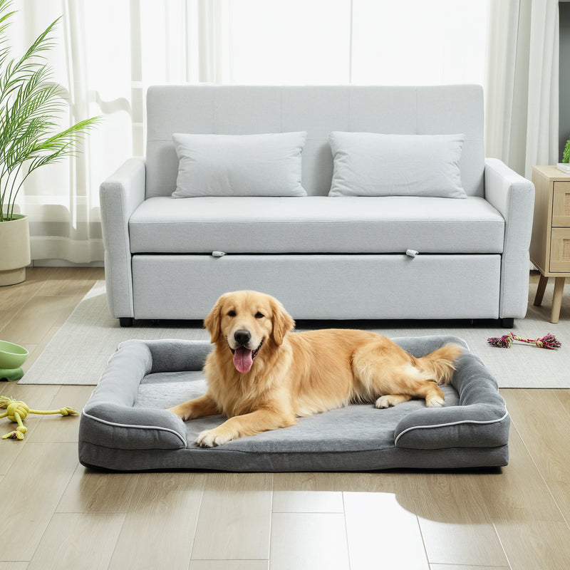 Elevated Dog Sofa Bed With Removable Washable Cover For All Breeds Grey AOSOM