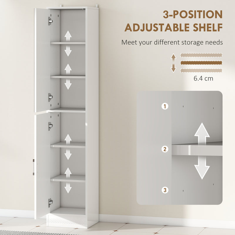 Tall Bathroom Cabinet with Mirror and Adjustable Shelf for Extra Storage, High Gloss White