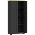 Tall Kitchen Storage Cabinet with 4 Shelves for Organised Worktops and Concealed Storage Black 80 x 48 x 172 cm Homcom