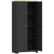 Tall Kitchen Storage Cabinet with 4 Shelves for Organised Worktops and Concealed Storage Black 80 x 48 x 172 cm Homcom