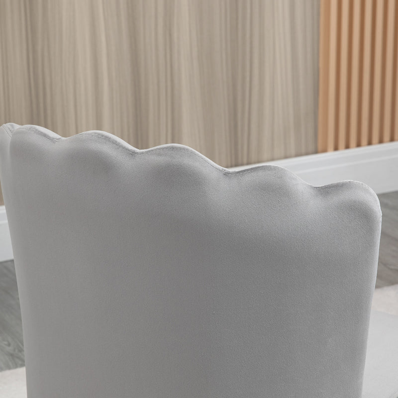 Set of 2 Velvet Dining Chairs with Gold Legs and Padded Backrest for Lounge Use Grey