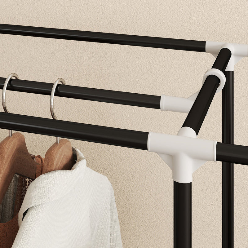 Fabric Wardrobe with Hanging Rail and 10 Shelves for Easy Bedroom Storage