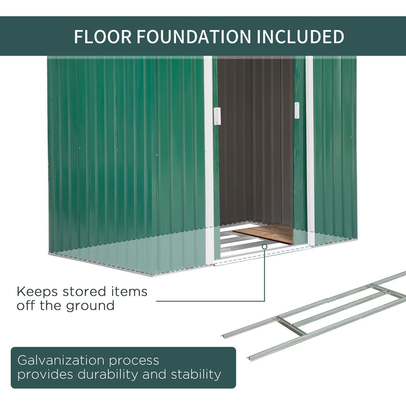 Steel floor foundation frame supplied with the shed to keep contents off the ground