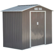 Steel grey 7x4ft metal shed studio front view with the doors closed