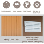 Tan yellow shed weather icons with steel wall and vent close-ups