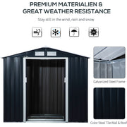 Dark grey shed weather resistance panel with a galvanised frame close-up