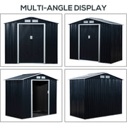 Multi-angle display of the dark grey shed from four sides