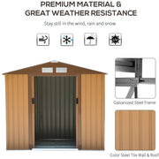 Tan yellow shed material panel with steel frame and wall finish close-ups