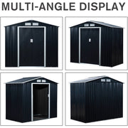 Multi-angle display of the dark grey shed from four sides