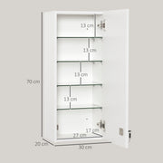Dimensions diagram showing the 30 x 20 x 70 cm cabinet and 13 cm tiers
