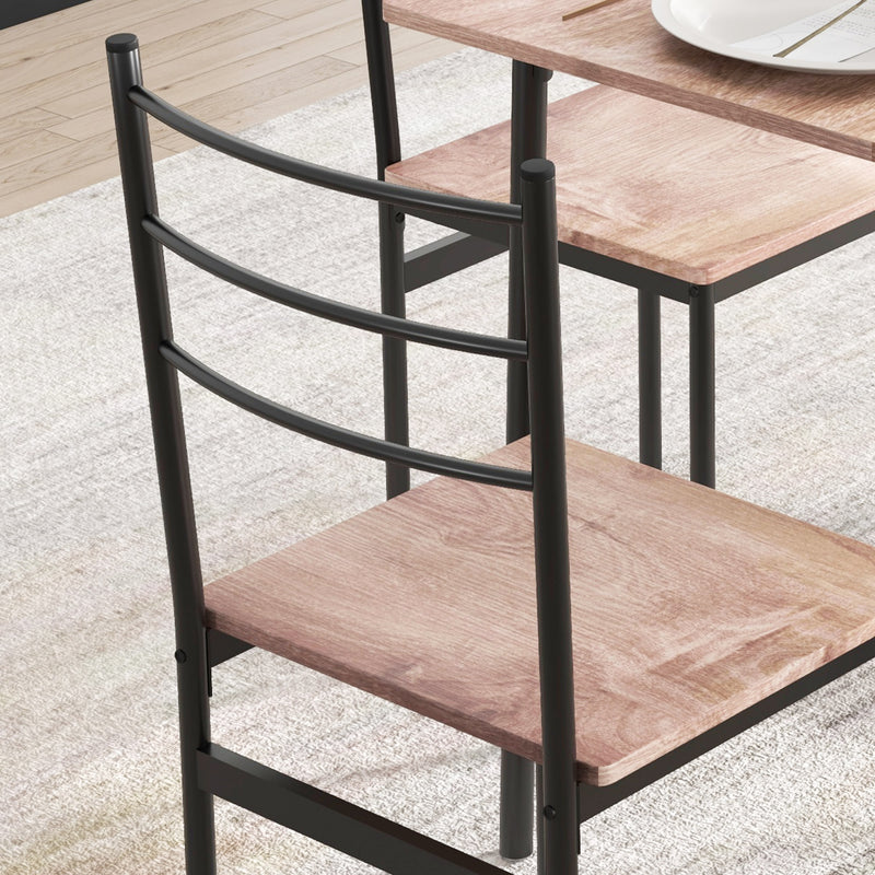 5 Piece Space Saving Dining Table and Chairs Set with Steel Frame for Small Kitchens Black