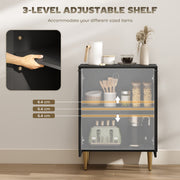 Adjustable Sideboard with Storage Shelves Ideal for Living Room or Hallway Black AOSOM
