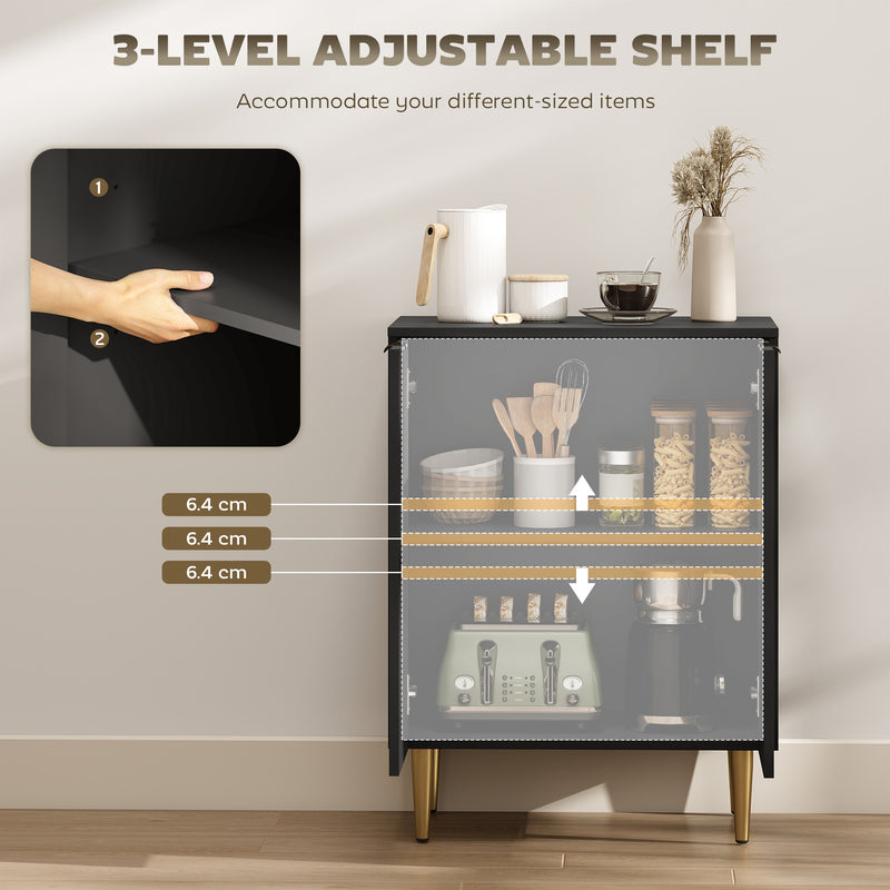 Adjustable Sideboard with Storage Shelves Ideal for Living Room or Hallway Black AOSOM