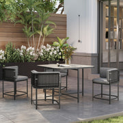 4 Seater Rattan Cube Garden Furniture Set with Cushions Charcoal Grey by Outsunny