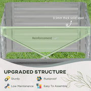 Light Grey Galvanised Steel Raised Garden Bed with Reinforced Rods for Outdoor Planting