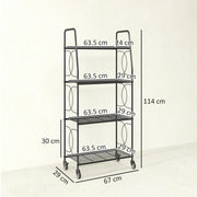 Mobile Plant Stand with 4 Shelves for Indoor or Outdoor Corner Storage Black Outsunny