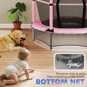 Kids 4.6ft Trampoline With Safety Enclosure For Indoor And Outdoor Play Pink AOSOM