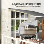 Dark Grey 3 x 2.5m Retractable Manual Awning With Crank Handle and Fittings by Outsunny
