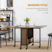 Six Person Drop Leaf Dining Table Brown and Black Space Saving Design by HOMCOM