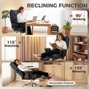 Ergonomic Office Chair With Recline and Footrest for All Day Back Support Black Homcom