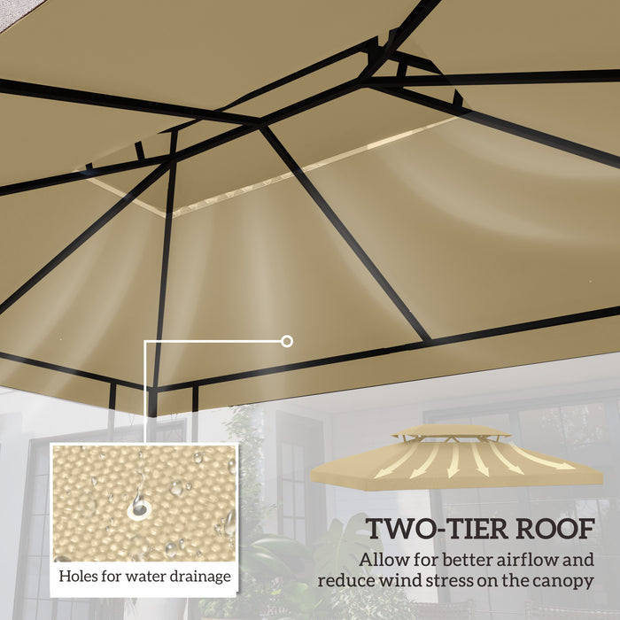 Cream Gazebo Roof Replacement for 3 x 4m Frames Weather Resistant by Outsunny