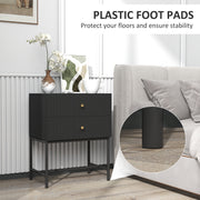 HOMCOM Elegant Two-Drawer Bedside Table Set of 2 - Black AOSOM