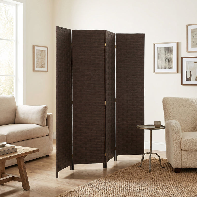 Folding Room Divider with 4 Panels for Instant Privacy and Flexible Space Dark Brown