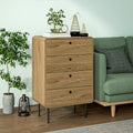 Modern Chest of 4 Drawers for Bedroom Storage with Sleek Design With Curved Edges, Oak Effect Homcom