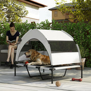 Portable Elevated Dog Bed with Canopy Large Cooling Pet Cot for Outdoors 106 x 76 x 94 cm