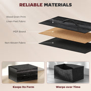 Chest of 8 Fabric Drawers with Wood Top for Bedroom Storage and Organisation Black