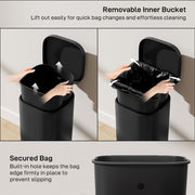 30L Pedal Bin with Soft Close Lid and Removable Inner Bucket for Kitchen or Office Black