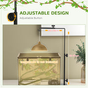 Adjustable Reptile Lamp Stand with Hook and Stable Base for Terrariums Black AOSOM