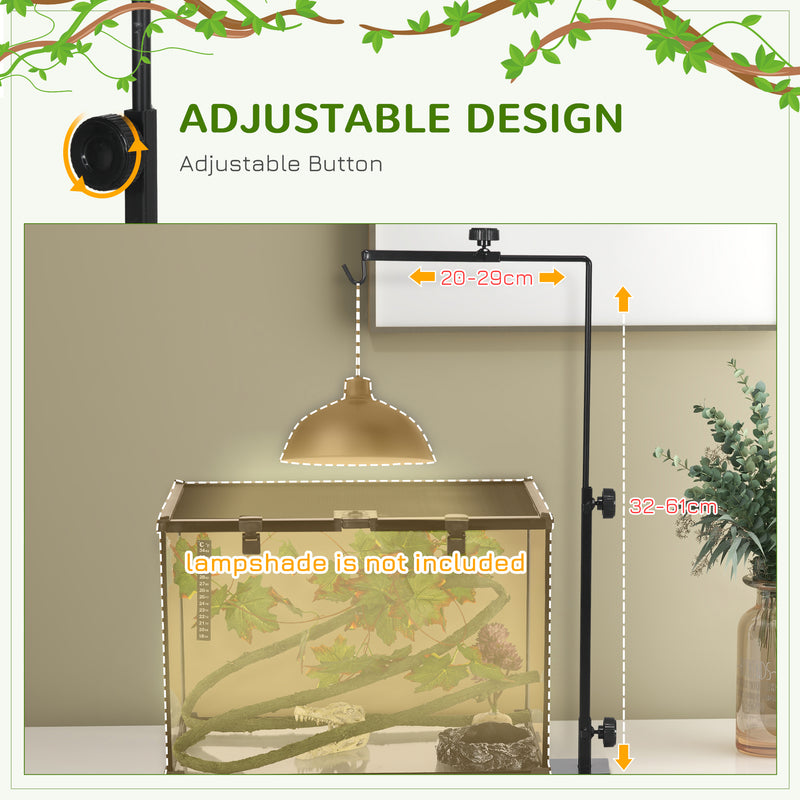 Adjustable Reptile Lamp Stand with Hook and Stable Base for Terrariums Black AOSOM