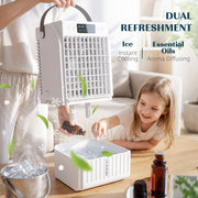 Portable Air Conditioner and Mini Fan with Humidifier for Bedrooms and Offices White AOSOM
