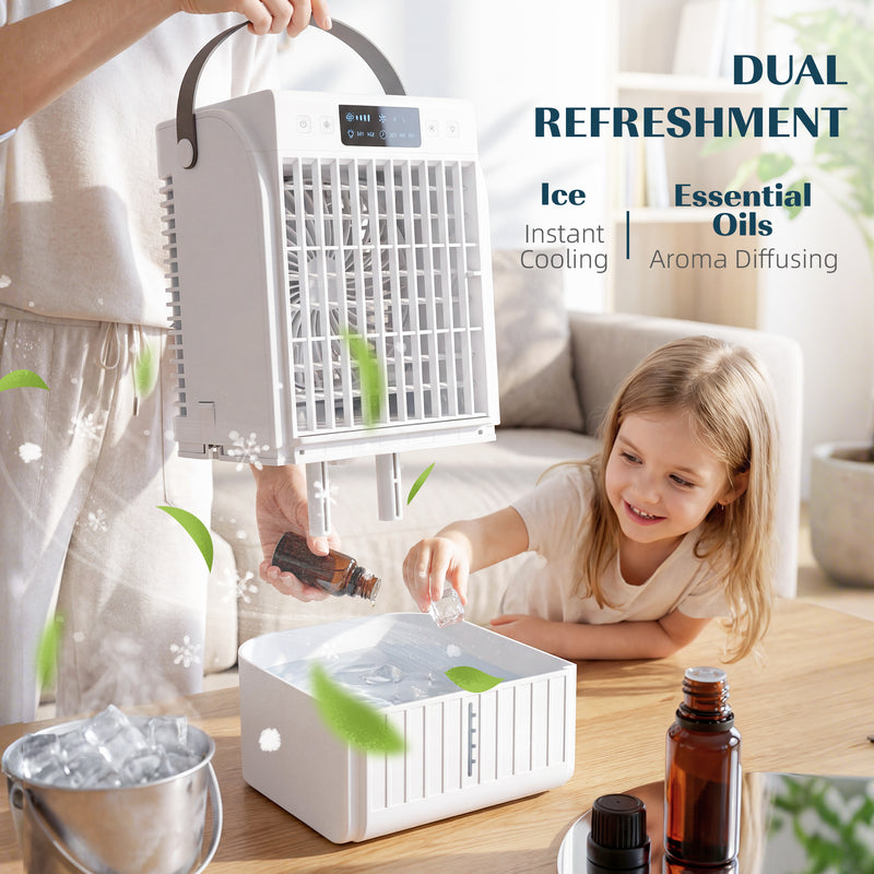 Portable Air Conditioner and Mini Fan with Humidifier for Bedrooms and Offices White AOSOM