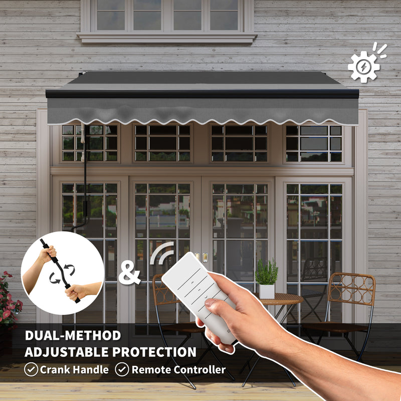 Dark Grey 2.5 x 2m Electric Awning with LED Light Remote Control and UV50+ Canopy by Outsunny