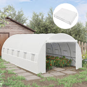 PE Greenhouse Replacement Cover with Roll Up Door and Windows for Winter Plants White