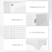 Tall White Freestanding Bathroom Floor Cabinet With Shutter Doors And 3 Storage Shelves