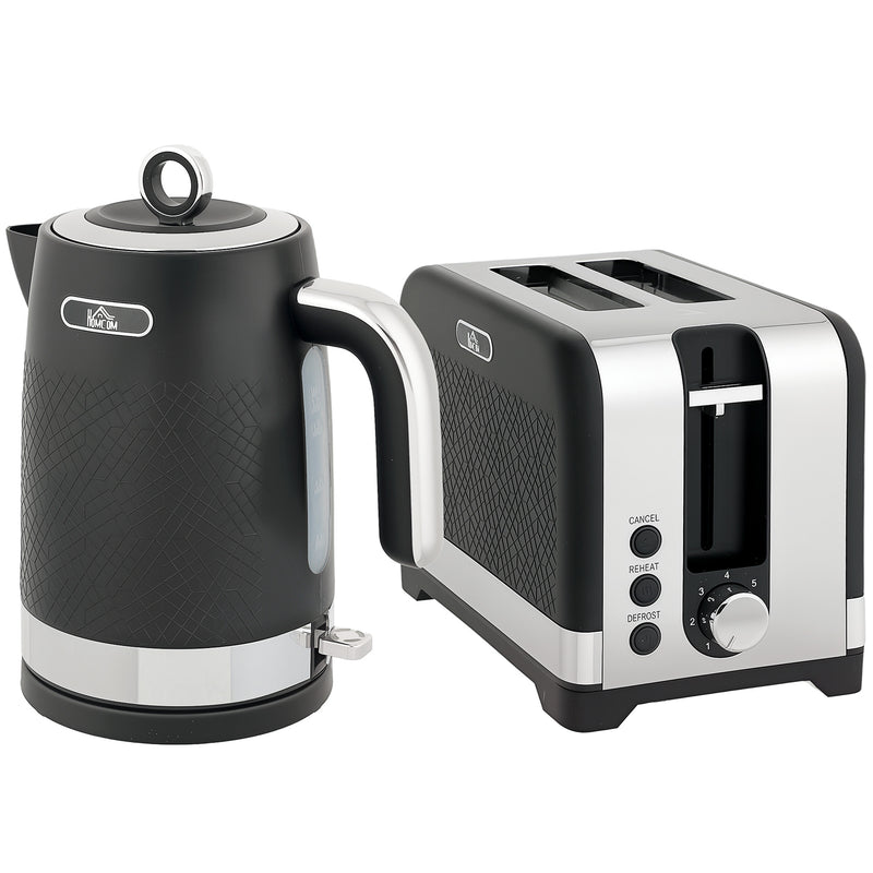 Textured Kettle and Toaster Set With Fast Boil and Wide Slots Ideal for Modern Kitchens Black