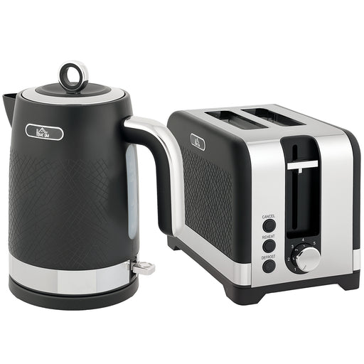 Textured Kettle and Toaster Set With Fast Boil and Wide Slots Ideal for Modern Kitchens Black