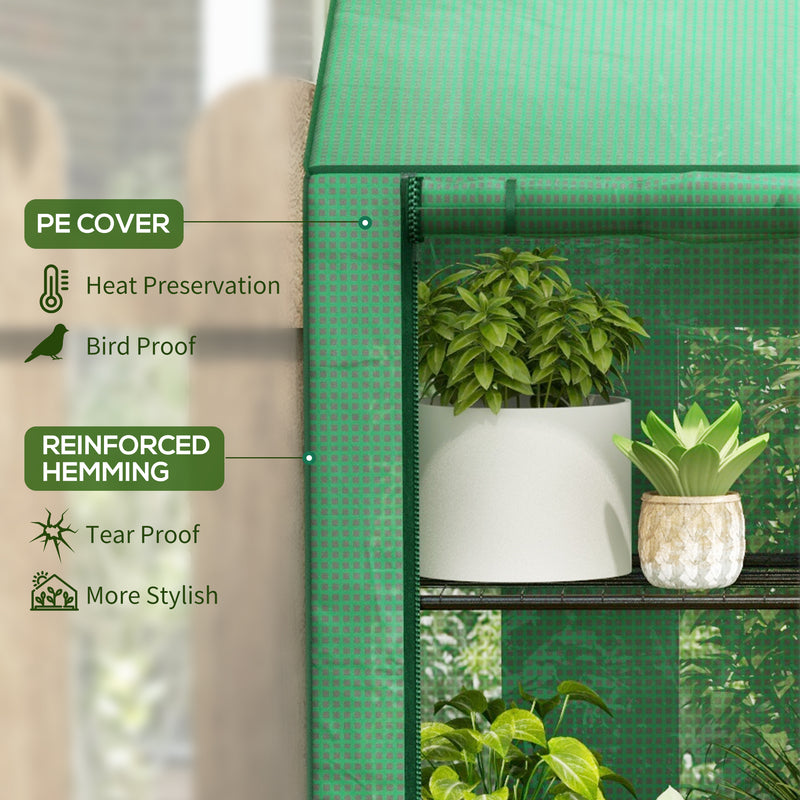 Three Tier Mini Greenhouse With Shelves For Patio Or Balcony Planting Green AOSOM